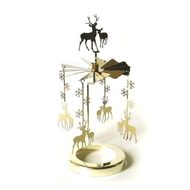 INS Style Rotating Tea Light Holder Heat Powered Stainless Steel Carousel Candle Stand for Desk Ornament