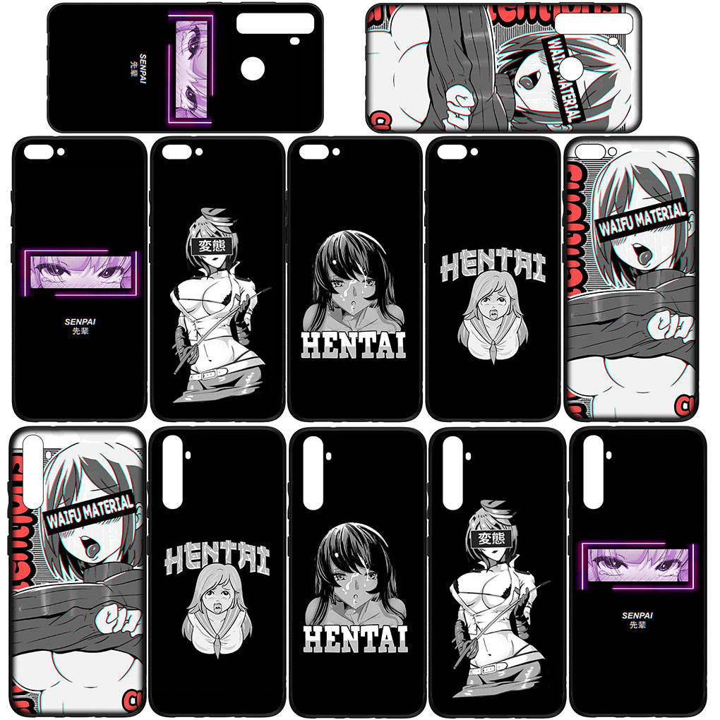 Fodral för Samsung Galaxy S25 S24 S23 iPhone 16 15 Xiaomi Redmi Note 14 13 12 16E X 11 Pro Max OPPO Moto Huawei Ahegao Harajuku Tecknad Tjej Waifu Skydd