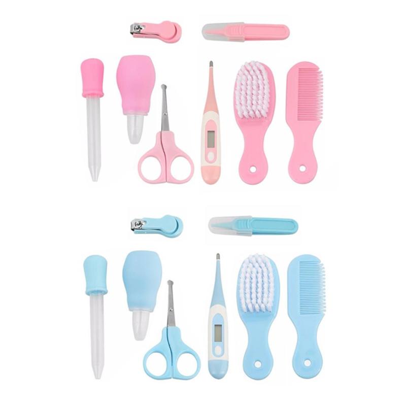 10pcs Baby Grooming Kit Infant Nursery Set of Baby Cleaning Healthcare Kits Pink