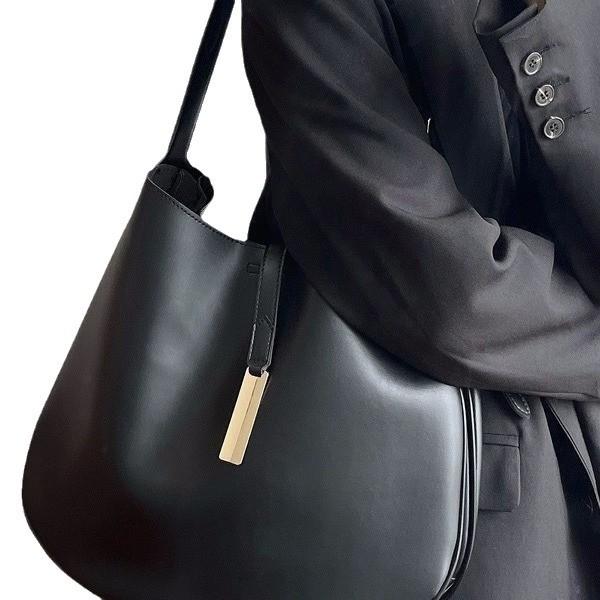 Bag Women's New Retro Soft Leather Simple Bucket Bag Niche Design Underarm Bag Fashionable Versatile Messenger Bag