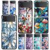 Phone Case for Samsung Galaxy Z Flip 3 4 5 6 7 Folding Shell For Samsung Z Flip4 Flip5 PC Hard Cover Flower Marble Geometry