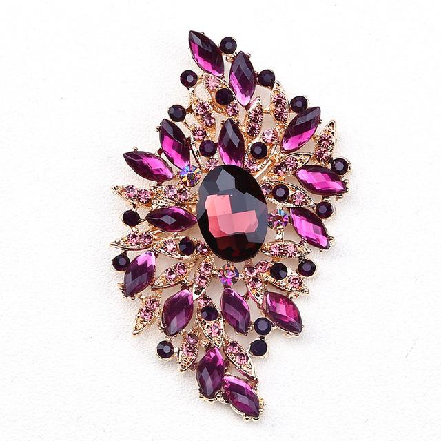 High End Refined Temperament Brooches Stained Glass Large Glass Crystalline Glass Women 'S Clothing AccessoriesWedding Jewelry