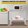 SucceBuy Stainless Steel Kitchen Worktable shelves Commercial Work Bench Table with Caster Wheels for Home Restaurant Storage