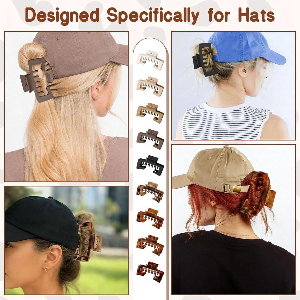 New Large Size Hat Claw Clips Non-Slip Design Strong Hold Baseball Cap Clips Hair Accessories Matte Finish Claw Clips Women