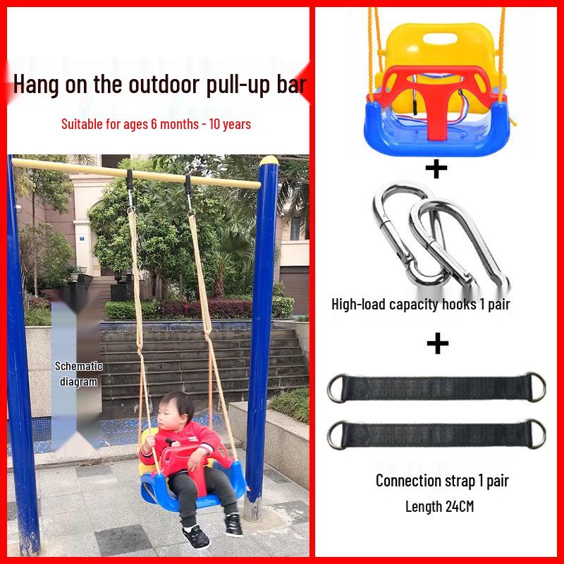 Children's Outdoor/Indoor Hanging Swing Chair with Rope and Single Bar