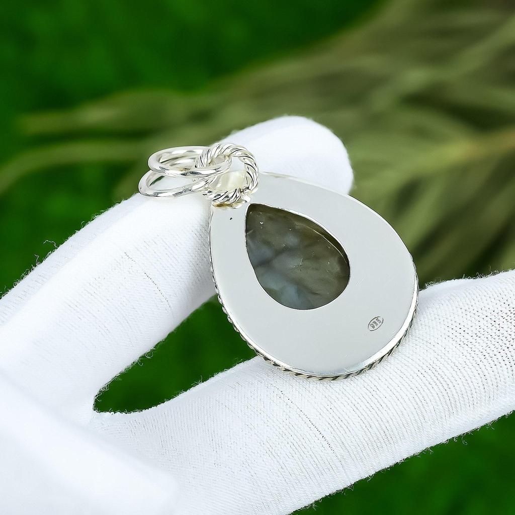 Wedding Gift For Her 925 Sterling Silver Natural Labradorite Gemstone Pendant