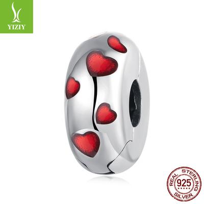 Accessoires Boucle de Positionnement Goutte d'Huile Amour Rouge Perle Espaceur Cœur Romantique Classique Argent Sterling S925