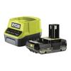 Ryobi - 1 Lithium+ 18v One+ Battery 2.0 Ah Compact and 1 Fast Charger 2.0 a - Rc18120-120c