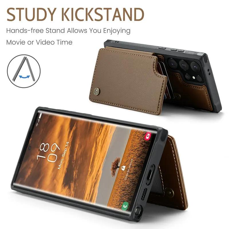 Luxury Flip Card Slot Wallet Leather Stand Case For Samsung Galaxy S25 S24 Ultra S23 FE S22 Plus S21 S20 A55  Protection Cover