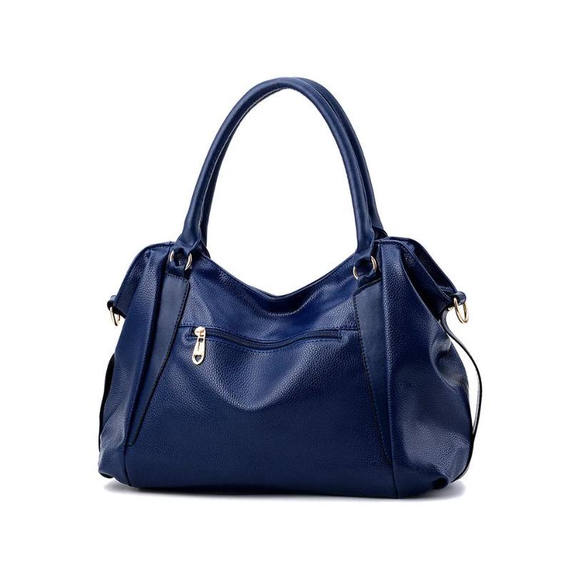 Casualowa modna damska torba na ramię w jednolitym kolorze, miękka, duża pojemność, torebka typu crossbody