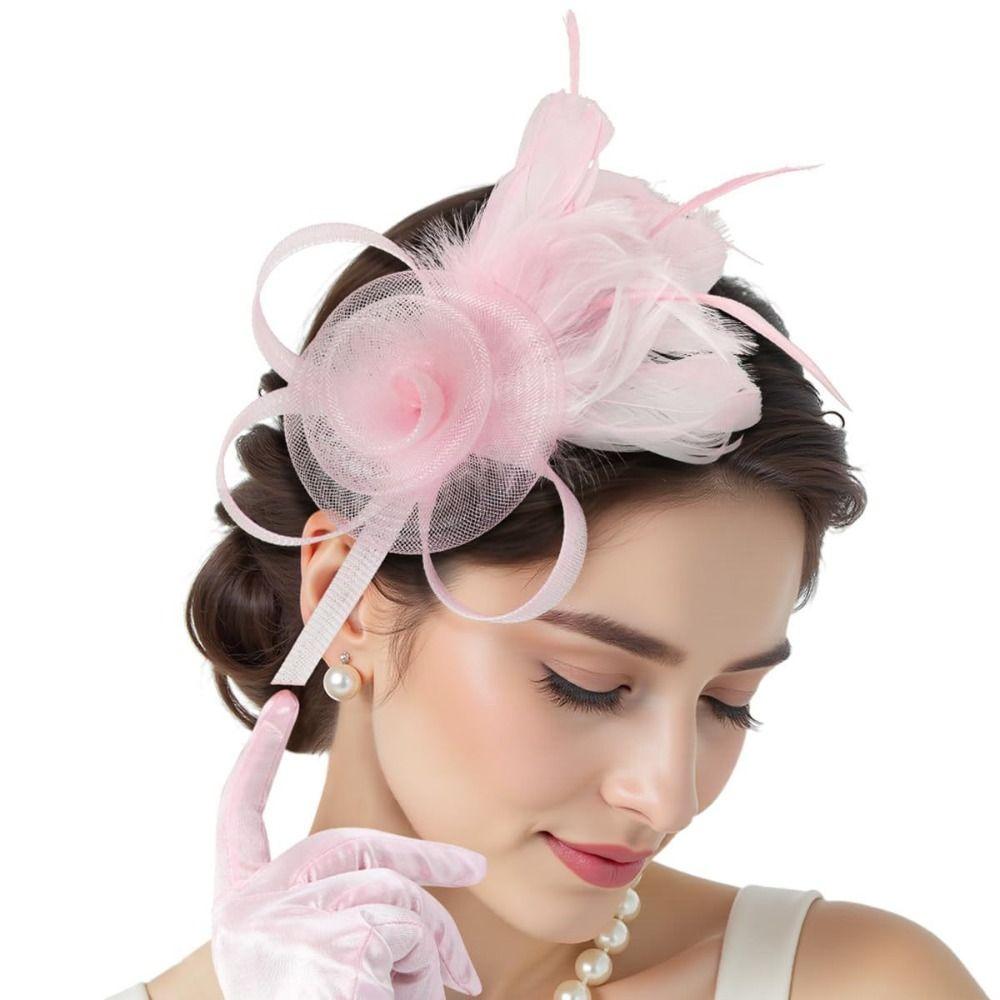 Formální šaty Peří Síťovaná čelenka Retro Fascinátor Ozdoba hlavy Malý cylindr Čelenka Dívky