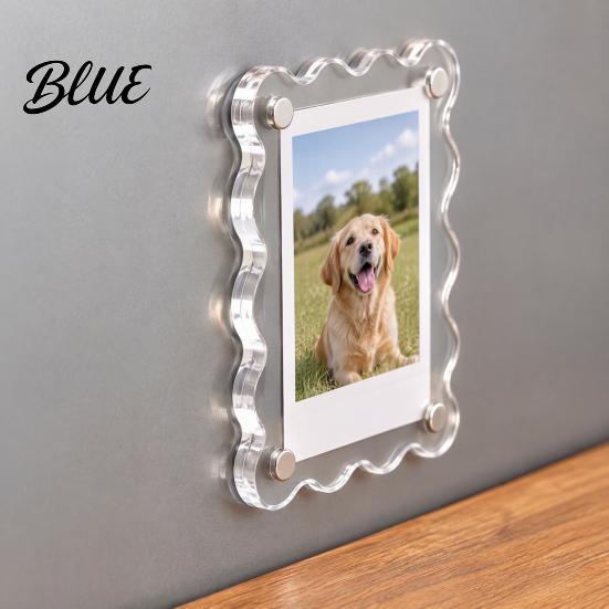 Magnetic Picture Display Holder 1/10 Pairs Clear Acrylic Photo Frame Magnet for Fridge Instant Photos Frames with Scalloped Edges Refrigerator