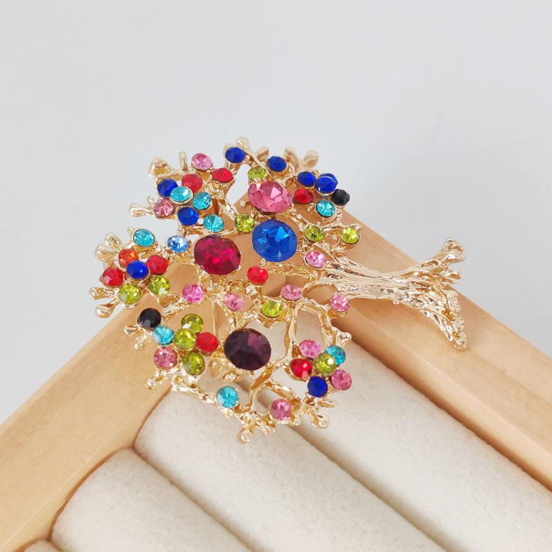 Skinnende Rhinestone Money Tree Brosjer for kvinner Plant Pins Office Casual Accessories Gaver