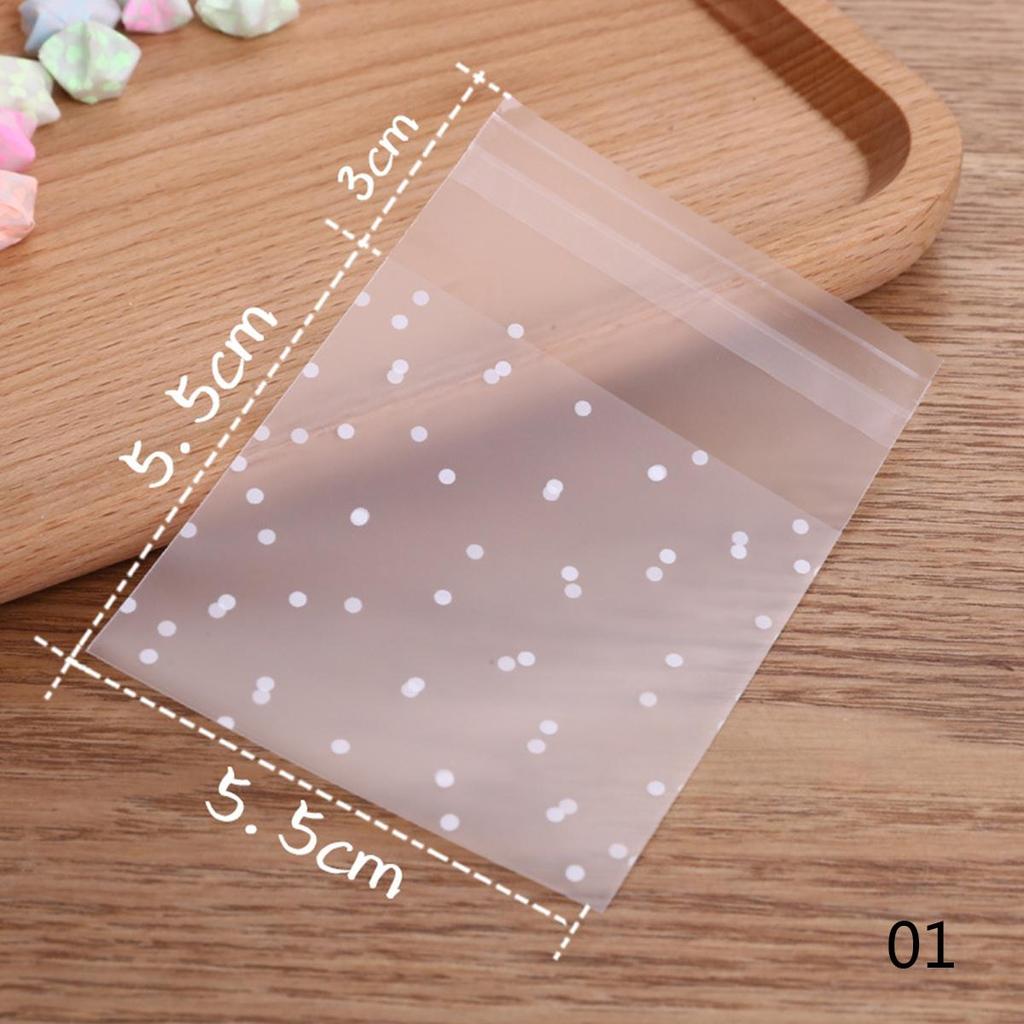 100Pcs Christmas Gifts Clear Dot Candy Cookie Bags Wedding Birthday Party Craft Self Adhesive Plastic Biscuit Packaging Gift Bag