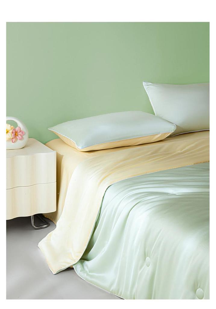 Cooling Ice Silk Tencel Summer Quilt Four-Piece Set: Water & Machine Washable, Ideal for Air Conditioning.