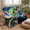 Brazil Football Printed Flannel Blanket Skin Friendly Warm Decorative Throw for Indoor Couch Bed Daily Use