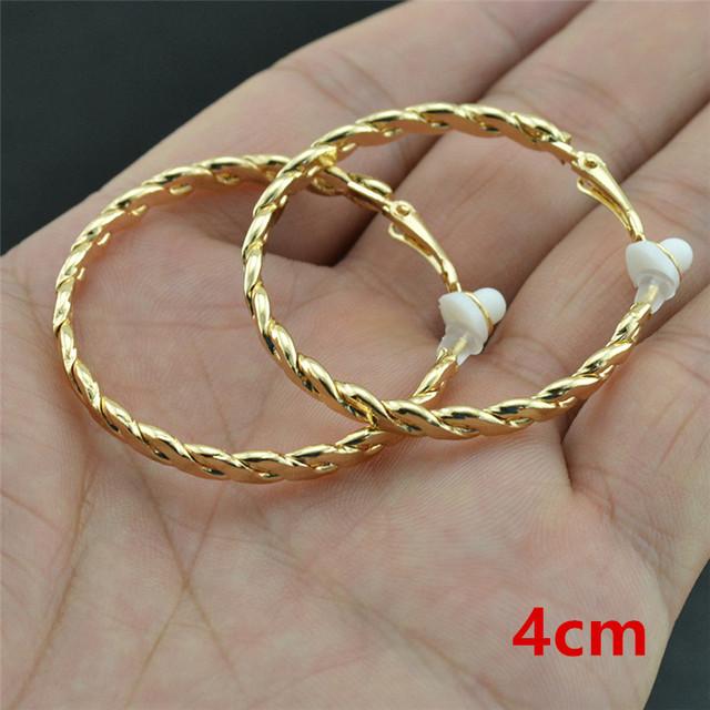 Clip On The Ear Without Piercing Earrings For Women Fashion Jewellery Accessories Rose Gold Black Double Round Threaded Earrings