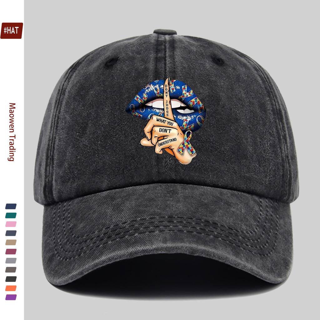 Pc DonT Judge Creative Blue Lipstick Print Baseball Cap Spring Summer Suitable Sun Hat Comfortable Lightweight Adjustable S