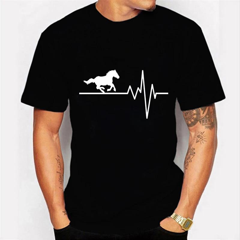 Horské kolo Heartbeat Biking Tisk Pánská trička Neformální tisk 2021 léto Krátké rukávy ČERNÉ triko Trička Tričko Velké košile