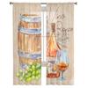 Summer Autumn Wine Barrel Vintage Sheer Curtains for Bedroom Living Room Voile Window Curtains Tulle Curtains for Kids Room