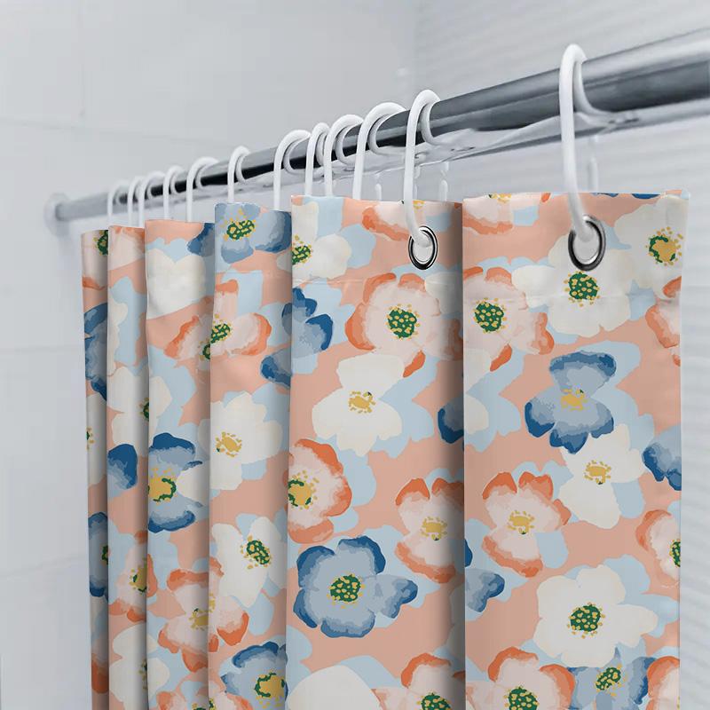 Charming Floral Printed Shower Curtain Waterproof Bathroom Decor For Home Decoration