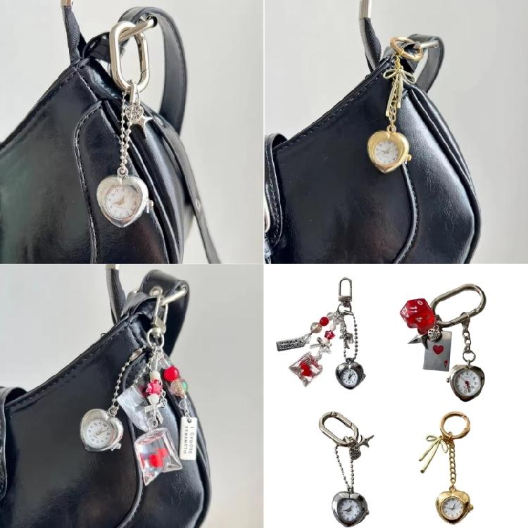 Vintage Inspired Mechanical Keychain Pendant Retro Alloy Pocket Watch Charm For Bags Keys Jewelry Accessory