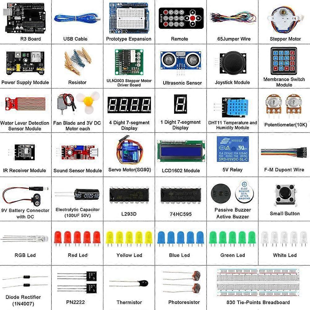 Super Starter Learning Kit for UNO R3 Development Board Super Starter Kit RFID Upgrade Kit Tutorial Learning Kit