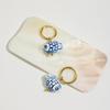 Chinese Style Ceramic Ear Buckle Dripping Oil Gold Hoop Earrings  Party