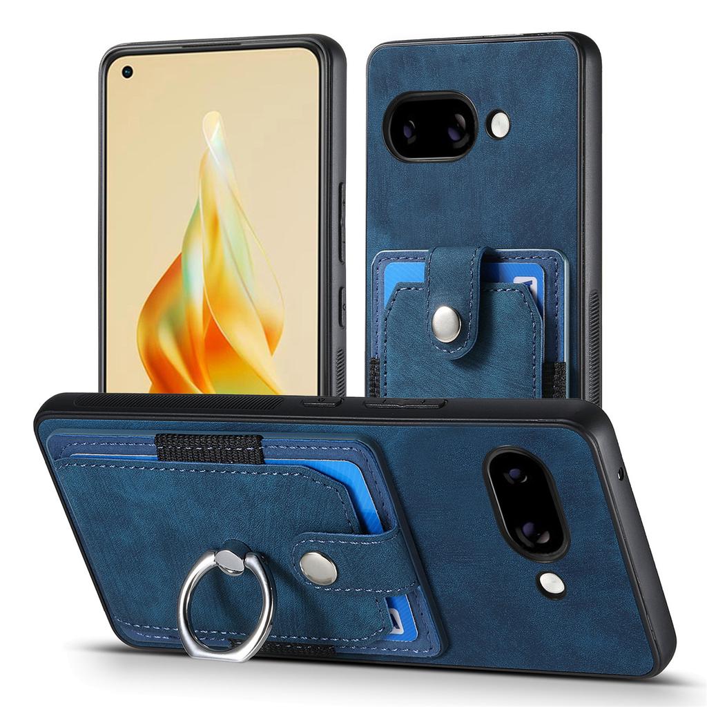 For Google Pixel 9a Phone Case Leather Back Cover with Card Slots Kickstand