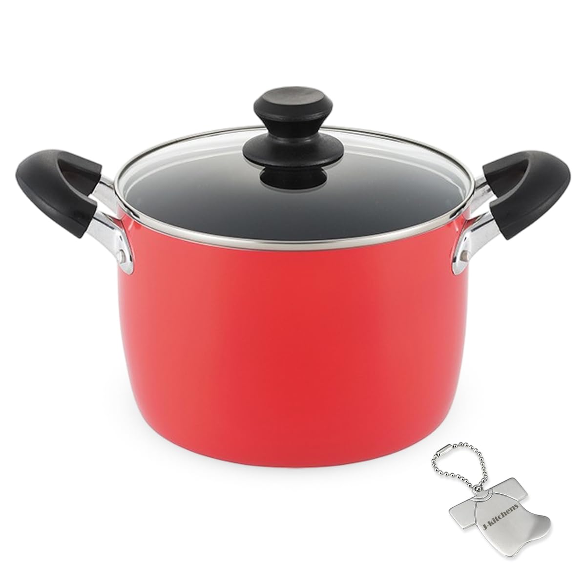 

Stew with Tempered Glass Gold Marble Fluoropolymer Original Can Opener Included J-kitchens Pot, 20cm, Lid, Gas/IH Compatible, Coating, T-Shirt-Shaped