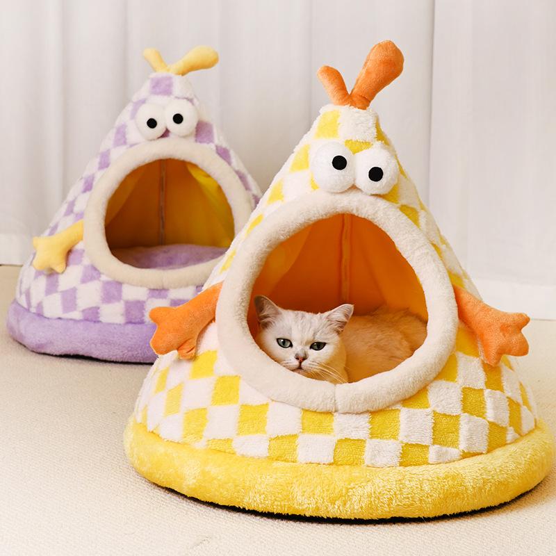 Cozy Semi-Enclosed Washable Cat & Dog Tent Bed for All Seasons