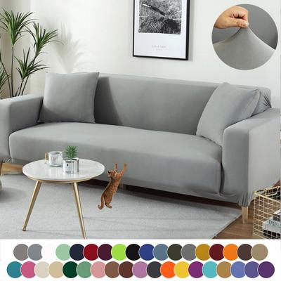 Solid Color Elastic Sofa Covers for Living Room Corner L-shape Couch Cover ArmChair Slipcover Chair Protector 1/2/3/4 Seater 1PC