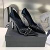 2025 Autumn New Patent Leather Black Stiletto Heels Metal Pointed High Heels Female Fashion All-Match Banquet Pumps
