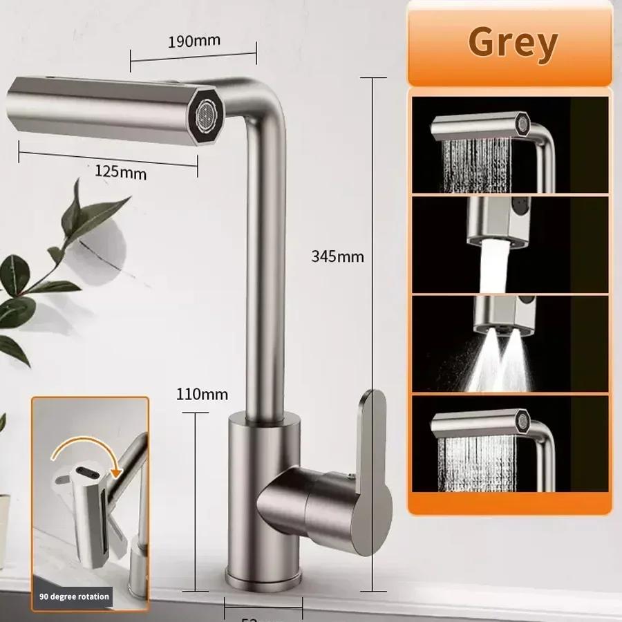 Cold and Faucet Household Kitchen Sink Faucet Waterfall Single Hole Tap Universal 360° Rotation Faucet