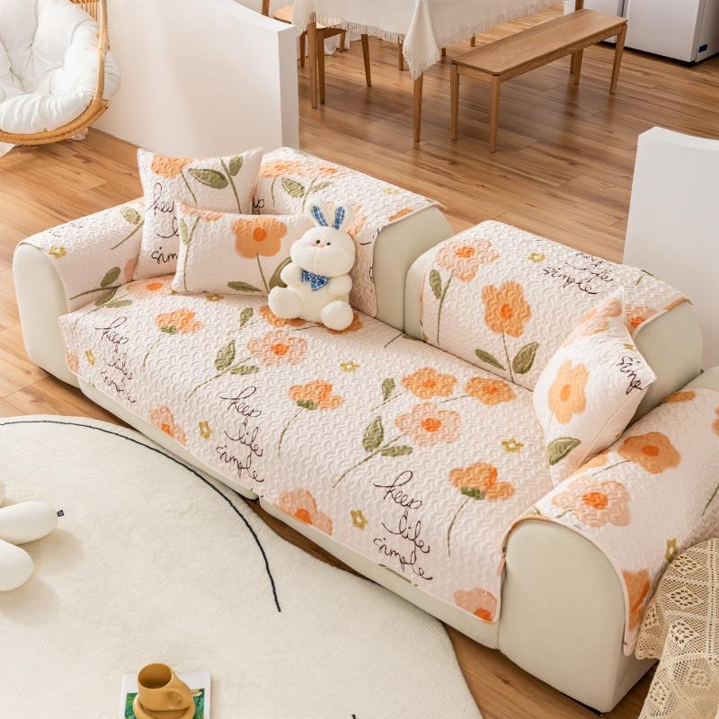 Pure Cotton Ins Style Fabric Non-Slip Sofa Cushion Four Seasons Universal Simple Sofa Cover Cover Backrest Cushion Cover Cloth