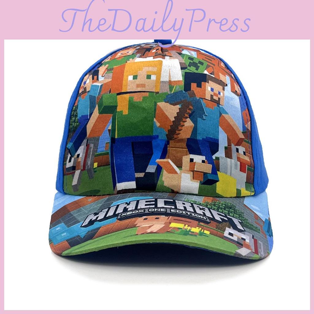Minecraft Kids Pattern Sun Protection Cap With Round Top For Summer Casual