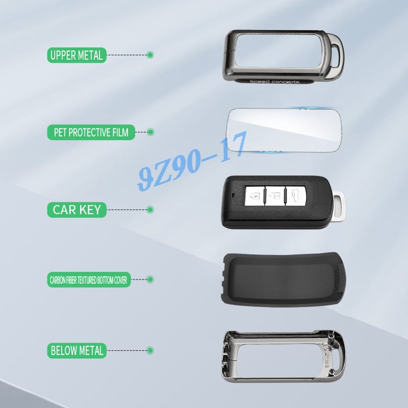 Metall Kohlefaser Auto Schlüsselanhänger Hülle Abdeckung Schlüsselring Für Mitsubishi Eclipse Cross Outlander Sport Pajero Shogun Asx Mirage Lancer