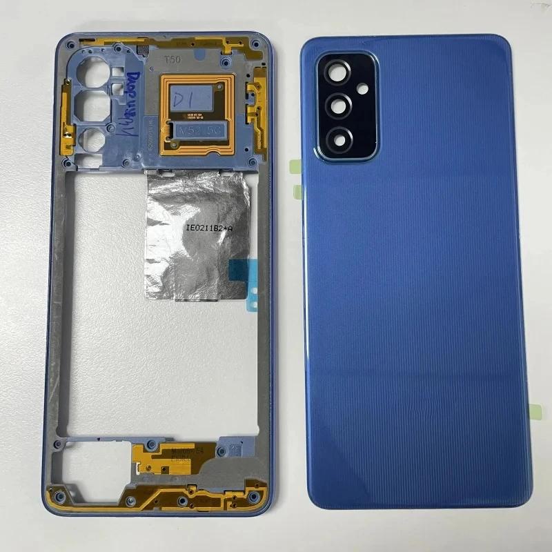 Full Housing Case Middle Frame Battery Back Cover Rear with Camera Lens Repair Parts For Samsung Galaxy M52 5G M526