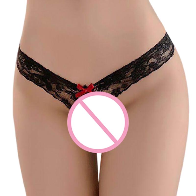 Sexy Plus-Size Lace Women'S Panties Hollowed-Out Sexy Mid-Waist Seamless Thong