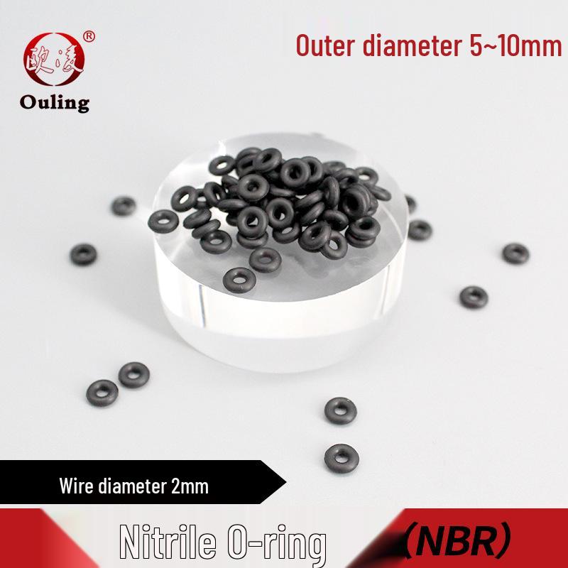 Nitrile O-ring, Outer Diameter Options: 5-10mm, Wire Diameter: 2mm Outer diameter 6*2mm (50 pcs) Black Nitrile O-ring