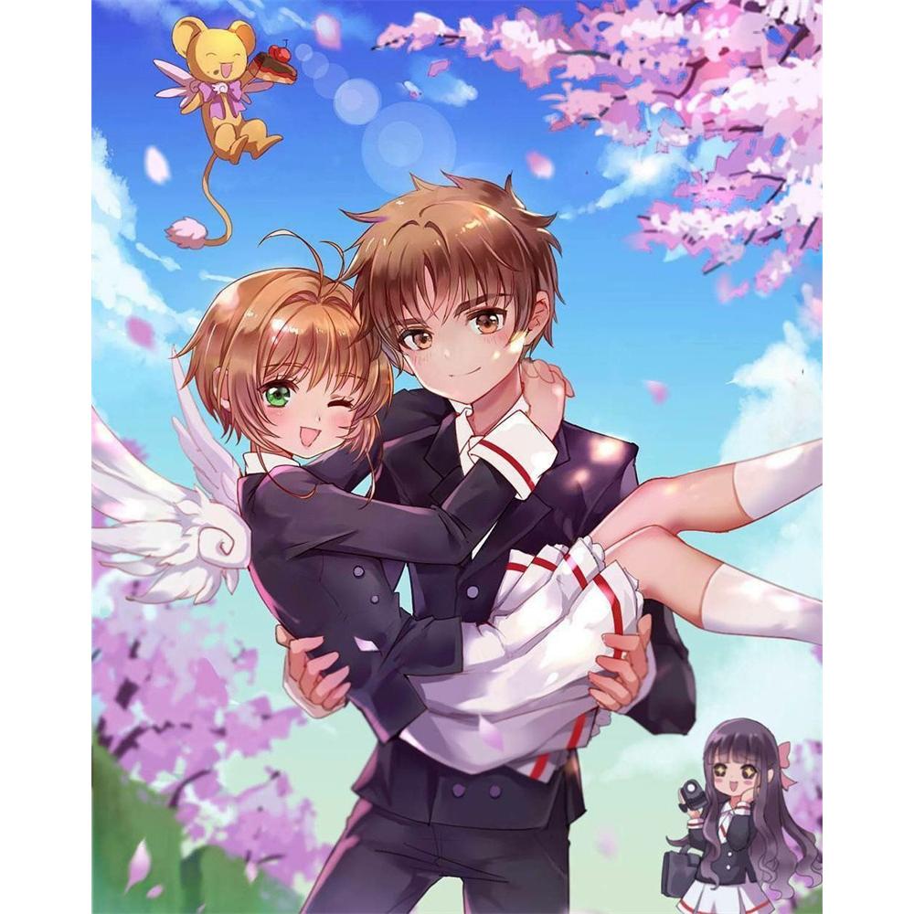 Sakura Card Captor Mosaik 5D DIY Handgefertigte Stickerei Kreuzstich Diamant Malerei Kits Runde_Quadratische Steine Rom Dekor