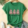 Women Oh, Christmas Tree Graphic T Shirt Vintage Aesthetic Tees Snack Cakes Christmas Print Short Sleeve Casual Streetwear Top