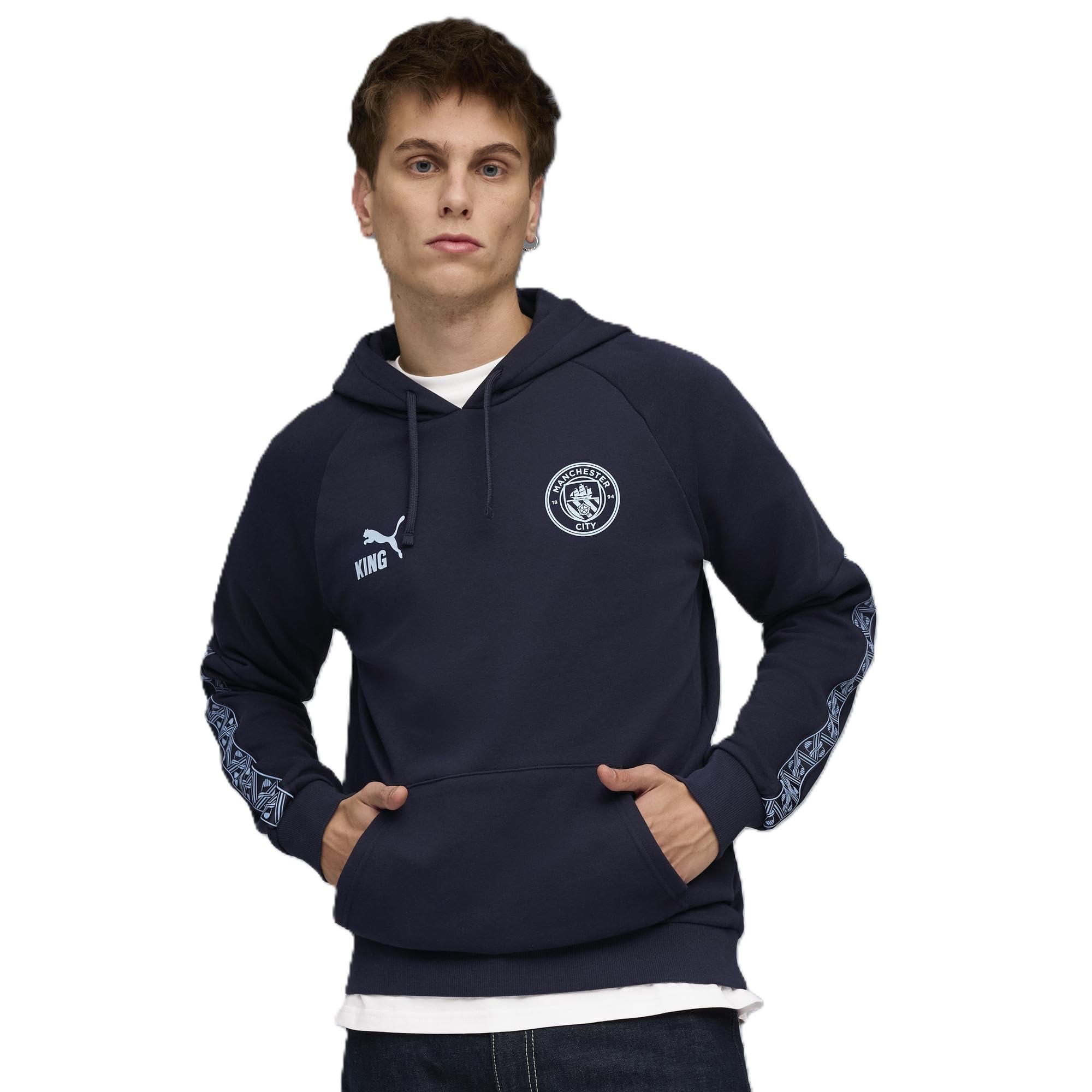 Puma MCFC KING HD 782698 European Football Club Team 2025 Deep Light Blue Men s Sweatshirt, Fall/Winter Colorway, Navy/Team (06)