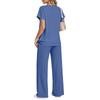 Women’s Short Sleeve Top and Long Pants Loungewear Set Soft Relaxed Fit Two Piece Outfit for Home and Wear