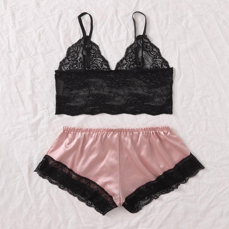 Sexy dreiteiliger Pyjama-Set aus Spitze - Europäischer & Amerikanischer Stil
