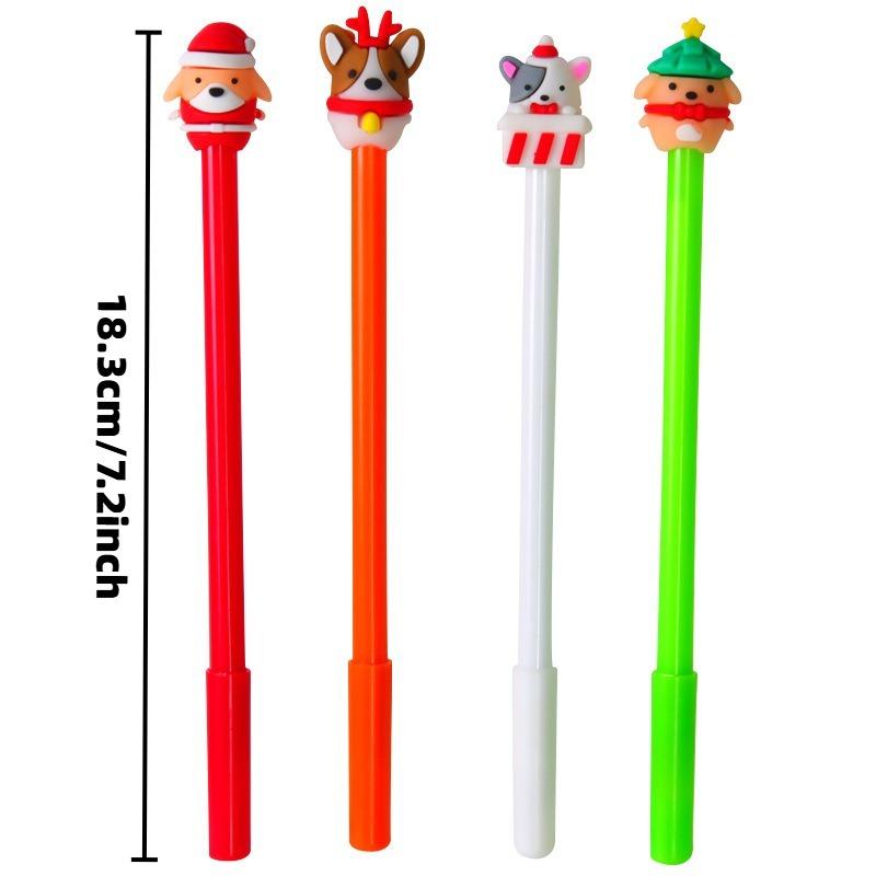 15Pcs Back To School Season Student Stationery, Cute Cartoon Corgi Deer Antler Topper Writing Pen, Bright Orange Smooth Pen Body, Decorative Desktop W