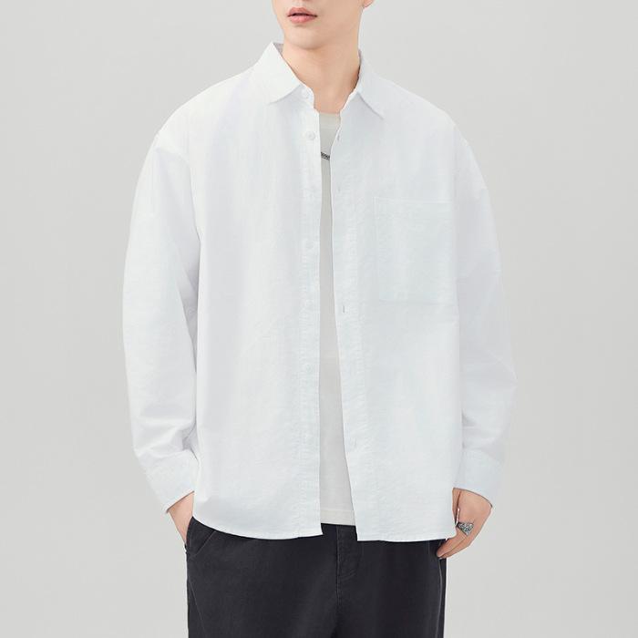 New Spring Japanese Retro Men's Loose Oxford Cotton Shirt Casual American Shirt