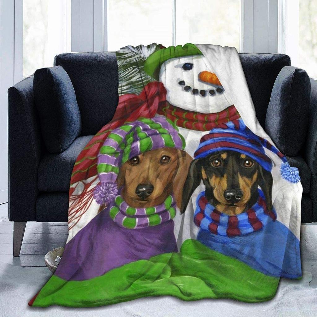 Dachshund Cartoon Animation Digitalprinted Polyester Bedroom Velvet Flannel Cover Blanket Fleece Soft Cover Blankets for Beds