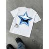 Men's Breathable Short Sleeved T-shirt Sports Style, Blue Star Pattern Print, Black Casual Fitness Shirt, Suitable for Fitness and Sports Style