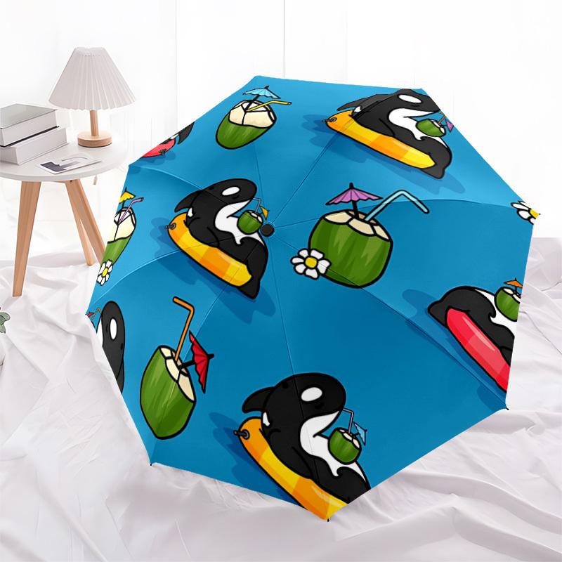 1pc Whale Paradise Automatic Open/Close Umbrella Compact Folding Umbrella, All-Season Portable Umbrella for Women/Men F1124131
